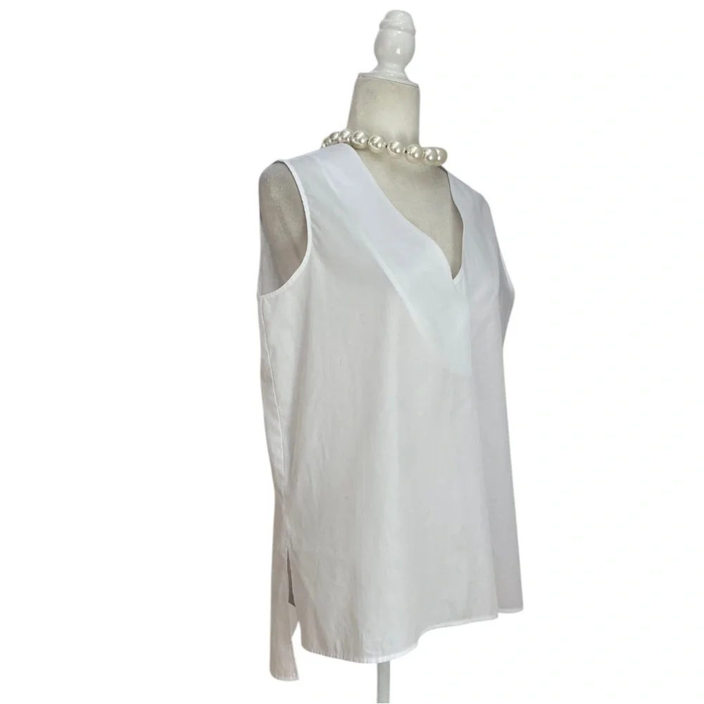 Harshman Aria Tank Sleeveless White Blouse VNack Sleeveless Top Cotton NWOT - Picture 4 of 12